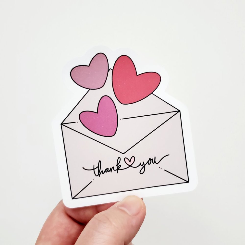 LB066 Lots of Love Heart Envelope Says Thank You Sticker Sheet [Price Firm] - Picture 6 of 11